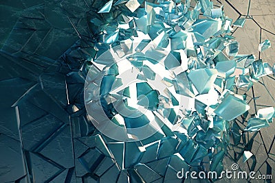 3D illustration broken ice wall with hole in centre. Place for your banner, advertisement. Cartoon Illustration