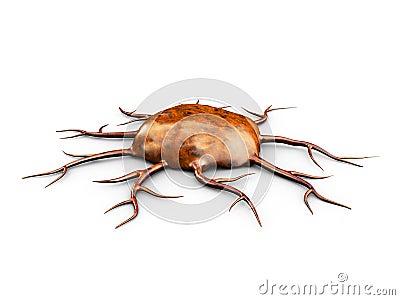 3d Illustration of brown cancer cell, isolated on white background, Stock Photo