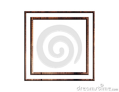 3D illustration, brown color hard wood plank frame border isolated design element Cartoon Illustration