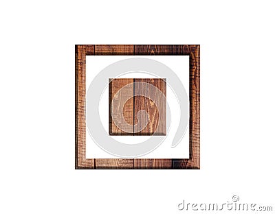 3D illustration, brown color hard wood plank frame border isolated design element Cartoon Illustration