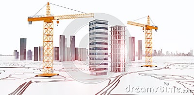 3D illustration of building construction Stock Photo