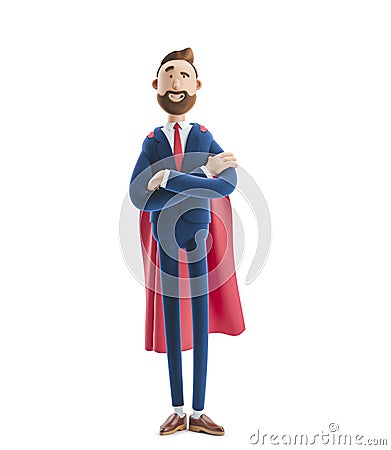 3d illustration.Businessman Billy clothed like a superhero. Cartoon Illustration