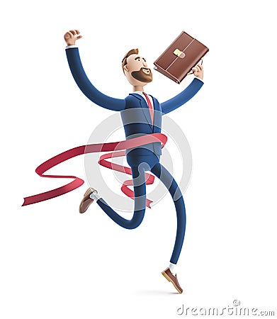 3d illustration. Businessman Billy winning the competition. Successful businessman Cartoon Illustration