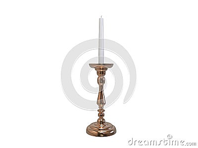 3d illustration of a candle stick in copper Cartoon Illustration