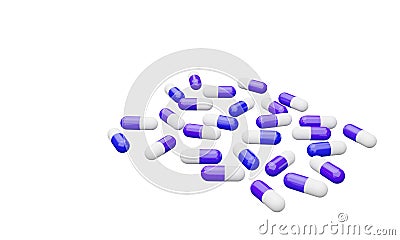 3D illustration capsule White background Vitamin body 3D renderings Cartoon Illustration