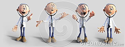 3d illustration of cartoon style doctor. Stock Photo