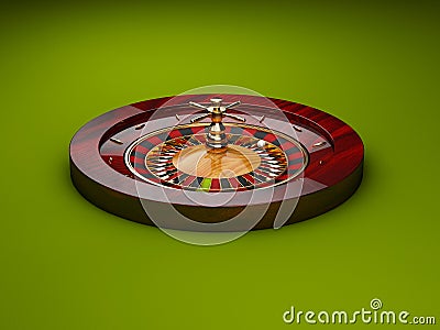 3d Illustration of casino roulette, green background Stock Photo