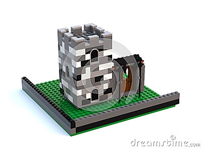 3d illustration. Castle tower isolated on a white background Cartoon Illustration