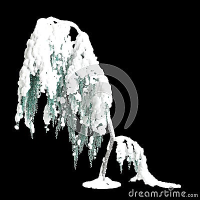3d illustration of Cedrus atlantica Glauca Pendula snow covered tree isolated on black background Cartoon Illustration