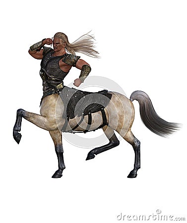 3D Illustration of Centaur with Armor Cartoon Illustration