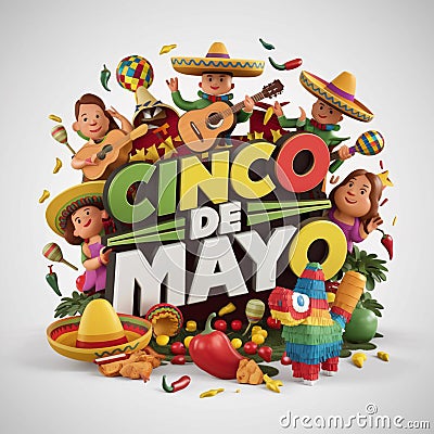 3D illustration of a Cinco de Mayo celebration Cartoon Illustration