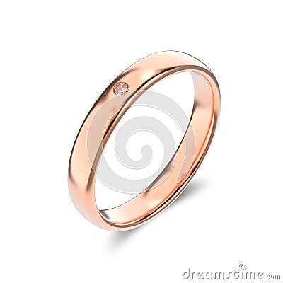 3D illustration classic rose gold ring with a diamond o Cartoon Illustration