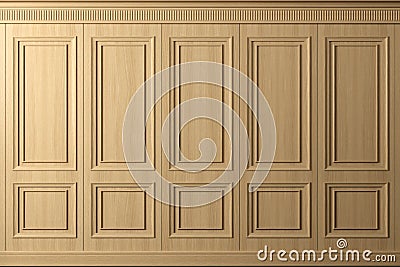 Classic wall with vintage beech wood panels Cartoon Illustration