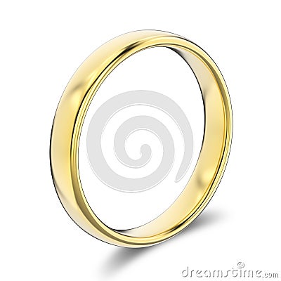 3D illustration classic yellow gold ring Cartoon Illustration