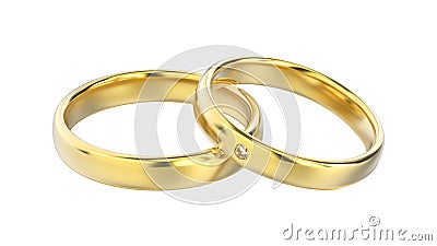 3D illustration classic yellow gold rings with diamond Cartoon Illustration
