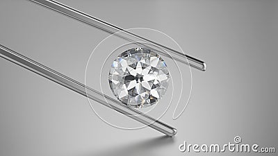 3D illustration closeup diamond in tweezers Cartoon Illustration