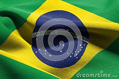 3D illustration closeup flag of Brazil Cartoon Illustration