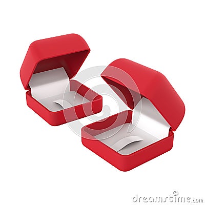 3D illustration closeup isolated two empty red box for ring Cartoon Illustration