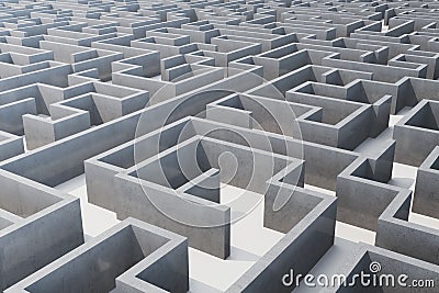 3d illustration cocrete labyrinth, complex problem solving concept Cartoon Illustration