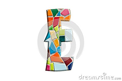 3D illustration, color mosaic letter E , ceramic texture, design element Cartoon Illustration