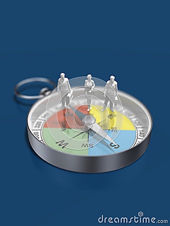 3D illustration of compass. Cartoon Illustration