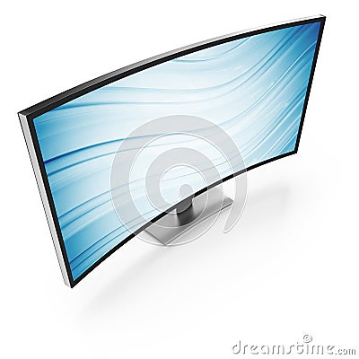 3d illustration of computer semicircular monitor Stock Photo