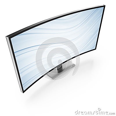 3d illustration of computer semicircular monitor Stock Photo