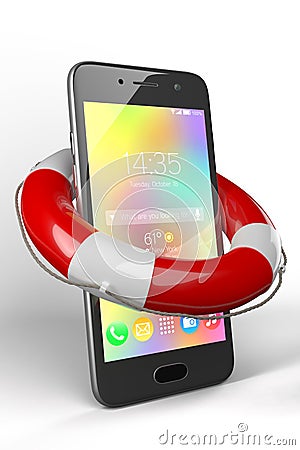 3D illustration concept on safety of smartphones and applications Cartoon Illustration