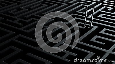 3d illustration concept of stairs coming out of a black labyrinth Cartoon Illustration