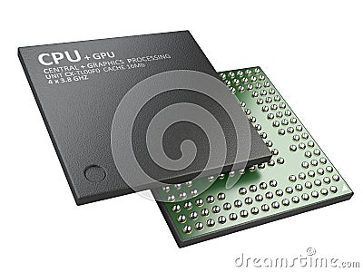 3d illustration of cpu chip central processor unit Cartoon Illustration