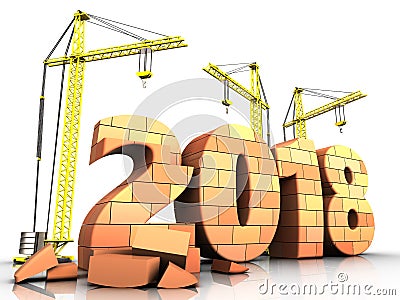 3d bricks 2018 year sign Cartoon Illustration