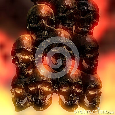 3D Illustration of creepy Skulls Stock Photo