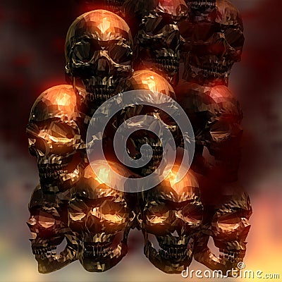 3D Illustration of creepy Skulls Stock Photo