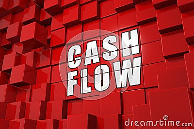 3D Illustration Cube Concept - cashflow Stock Photo