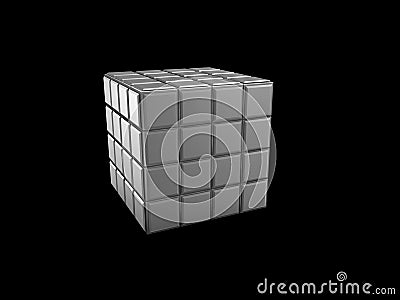 3d illustration of cube with empty keyboard buttons, isolated black Cartoon Illustration