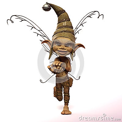 3d-illustration of a cute pixy gnome with a funny hat Stock Photo