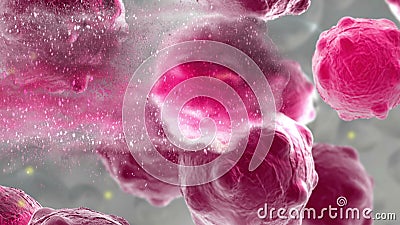 damaged and disintegrating cancer cell Cartoon Illustration