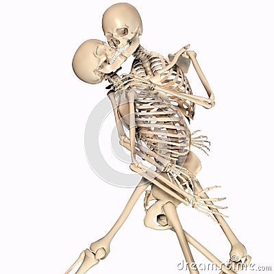 3d illustration of dancing skeleton couples in passion Cartoon Illustration