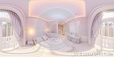 3d illustration 360 degrees panorama bedroom Cartoon Illustration