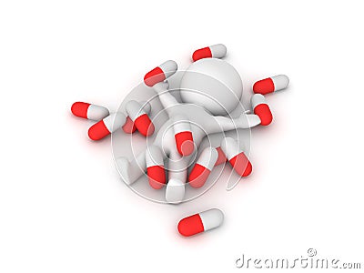 3D illustration depicting drug medicine abuse Cartoon Illustration