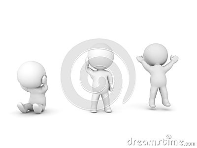 3D Illustration of a depressed character, one confused Stock Photo