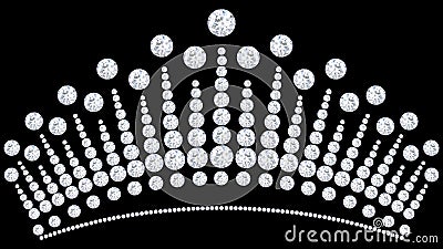 3D illustration diamond crown tiara with glittering precious stones Cartoon Illustration