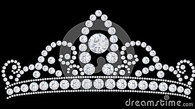 3D illustration diamond crown tiara with glittering precious Cartoon Illustration