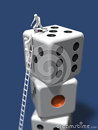 3D illustration of dice. Cartoon Illustration