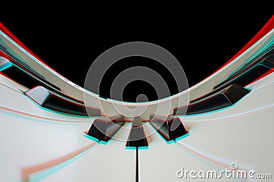 3d illustration digital piano or synthesizer white angle shot with distortion and glitches Cartoon Illustration