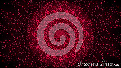 3d Illustration, The dispersion from the center of the red circular pellet has a recursive pattern Stock Photo