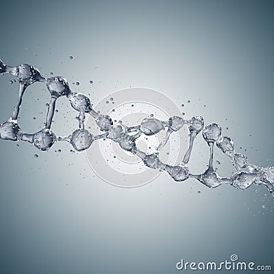 3d illustration of DNA molecule model from water. Stock Photo