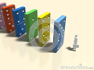 3D illustration of domino killing. Cartoon Illustration