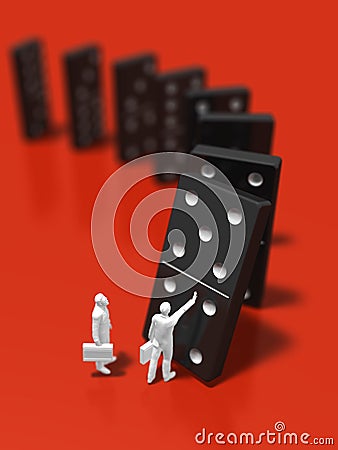 3D illustration of domino killing. Cartoon Illustration