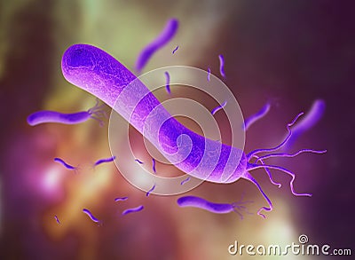 3D illustration of E coli Bacteria. spirilla Bacteria. Cartoon Illustration